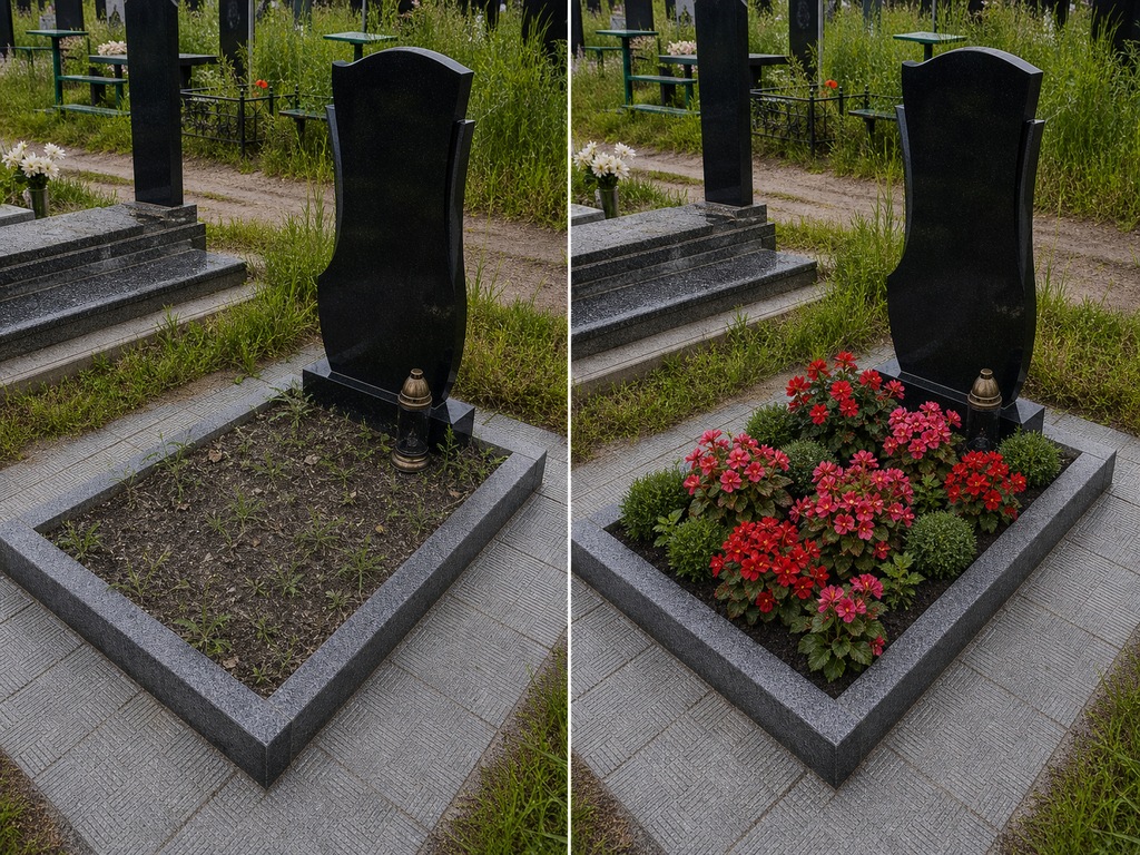 Квіти та клумби до та після догляду